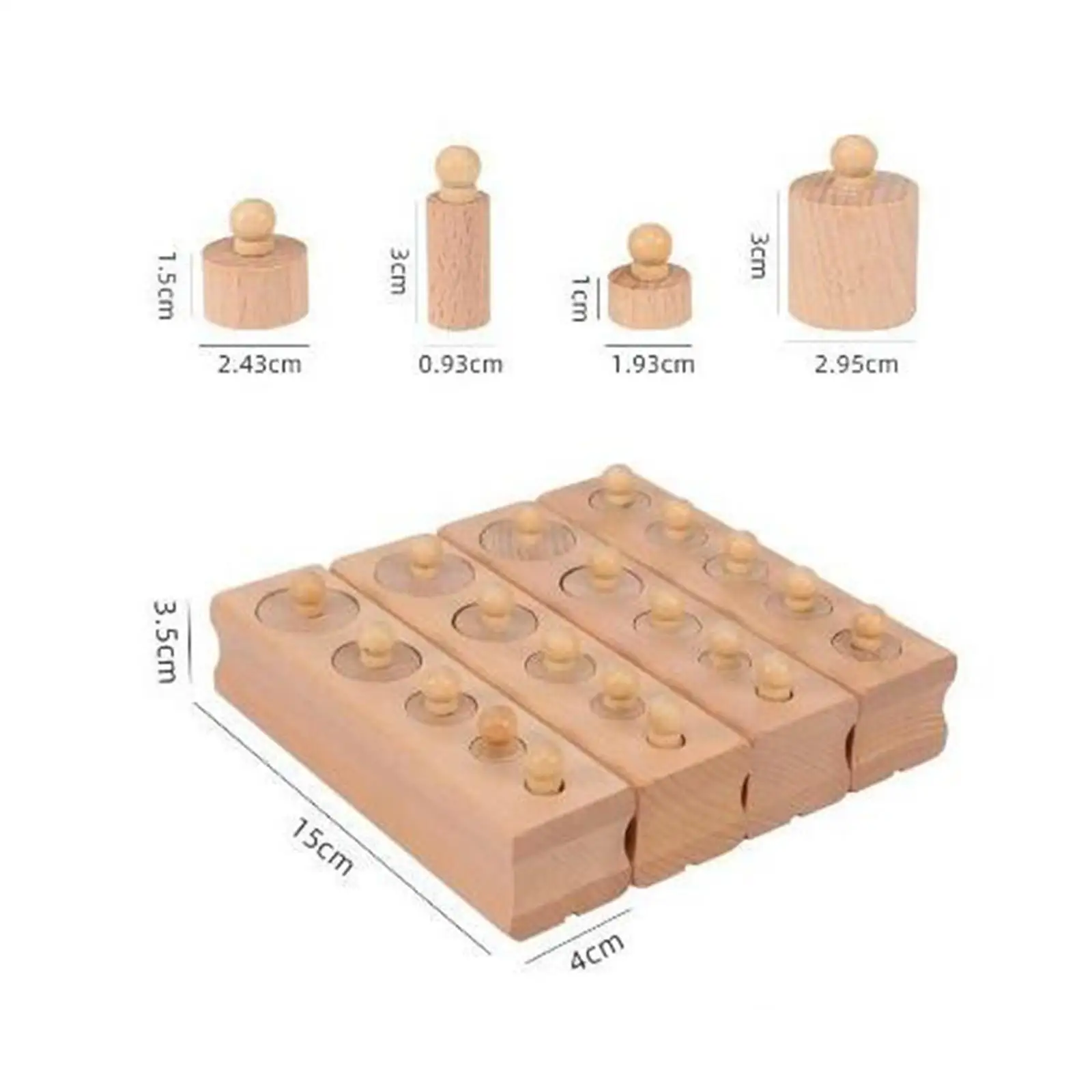 4x Knobbed Cylinders Blocks Socket Montessori Toy for Preschool Toys Baby