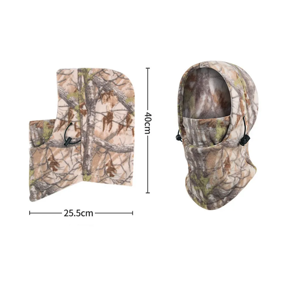Winter Outdoor Windproof Whole Head Fleece Headgear Keep Warm Hat CS Hunting Fishing Bionic Camouflage Cap Cycling Face Mask