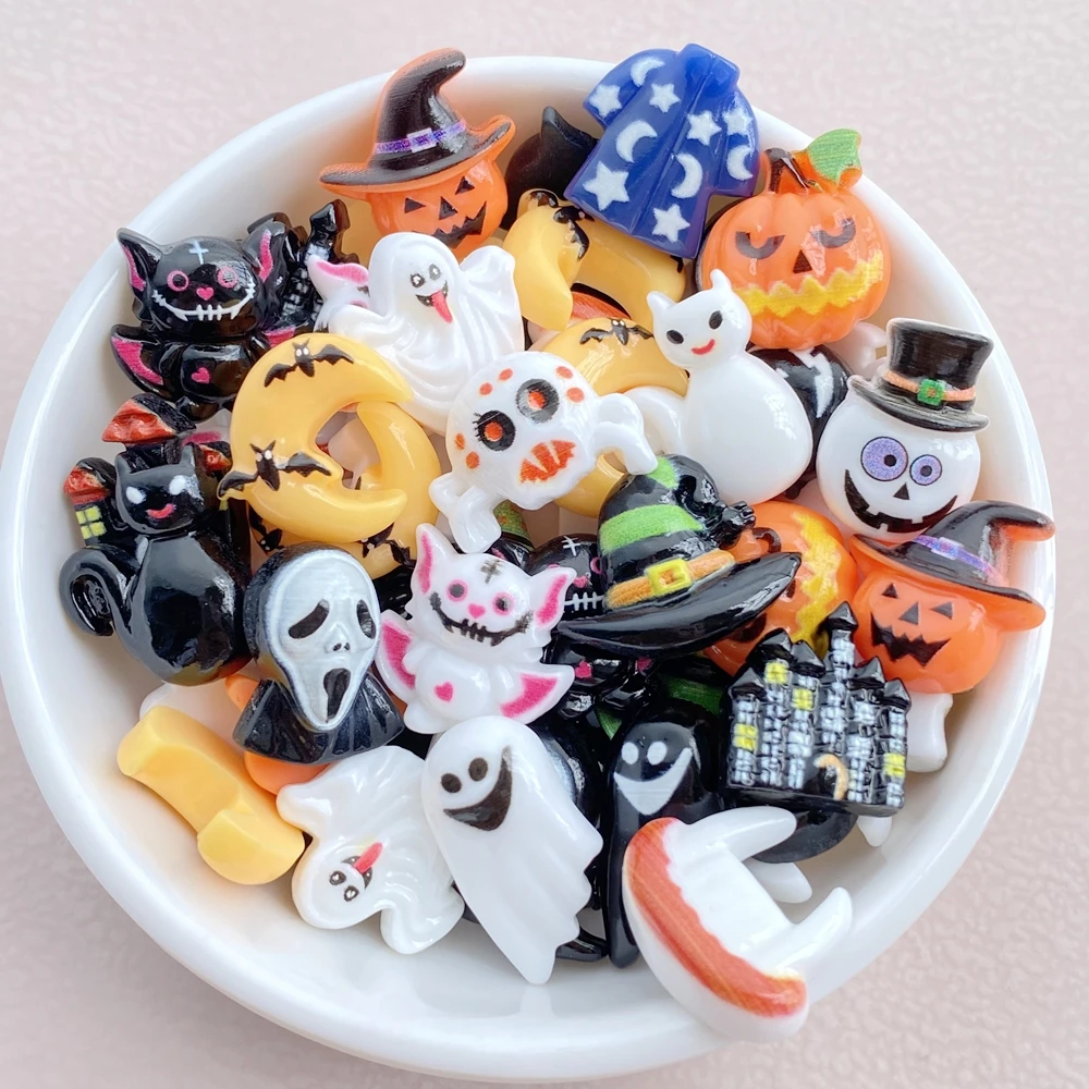 30 Stücke Neue Nette Harz Halloween Sammlung Flache Rückseite Kostenloser Versand Ornament Schmuck Machen Maniküre Hairwear Zubehör
