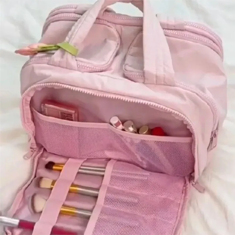 JIAERDI Large Capacity Portable Makeup Bag Women Handle Storage Travel Storage Bag Girl Classification Waterproof Cosmetics Bags