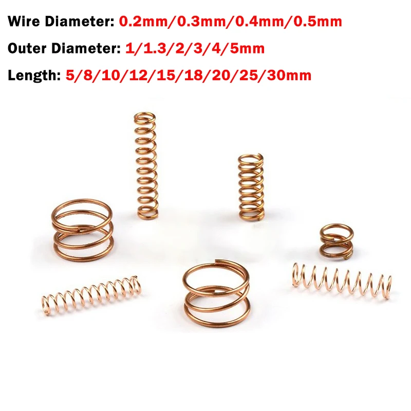 10pcs Wire Dia 0.2/0.3/0.4/0.5mm Brass Small Spring Copper Wire ...