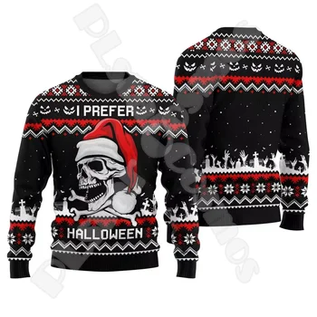 Halloween Natale Babbo Natale Graffiti Vintage Retro Inverno Brutto maglione 3DPrint Harajuku Pullover Casual Divertente maniche lunghe 9 1