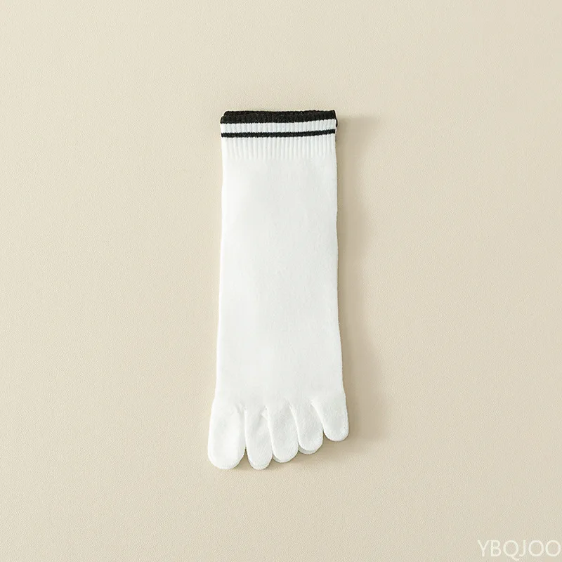 5 Paar modische, vielseitige Fünf-Finger-Socken für Damen, Baumwoll-Zehensocken mit separaten Fingern, Waden-Crew-Sportsocken, mittlere Röhrensocken – Detail 12