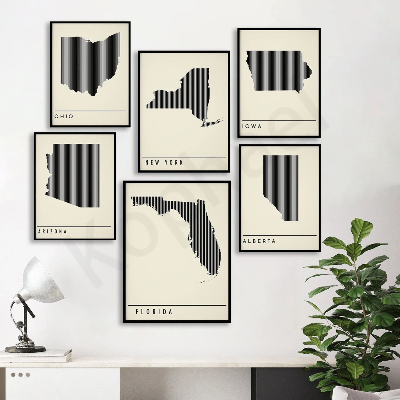 Florida Boyfriend Oregon New York Iula North Carolina Arizona Alberta Pensility Padela Cities Travel Map Poster
