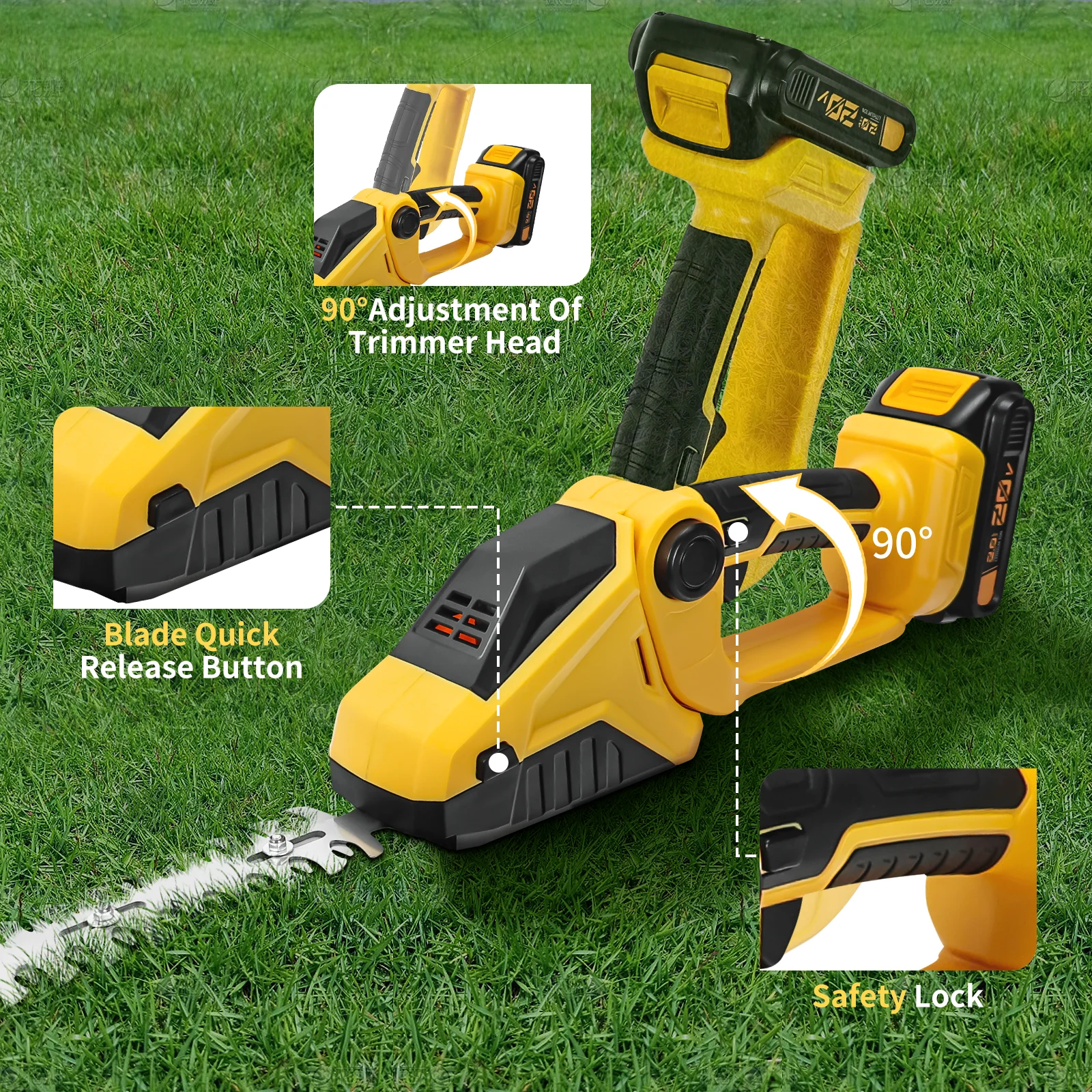 Cordless Hedge Trimmer Electric Grass Trimmer Bush Trimmer Grass Shears Handheld Garden Tool For Dewalt 20V Battery (No Battery) 2
