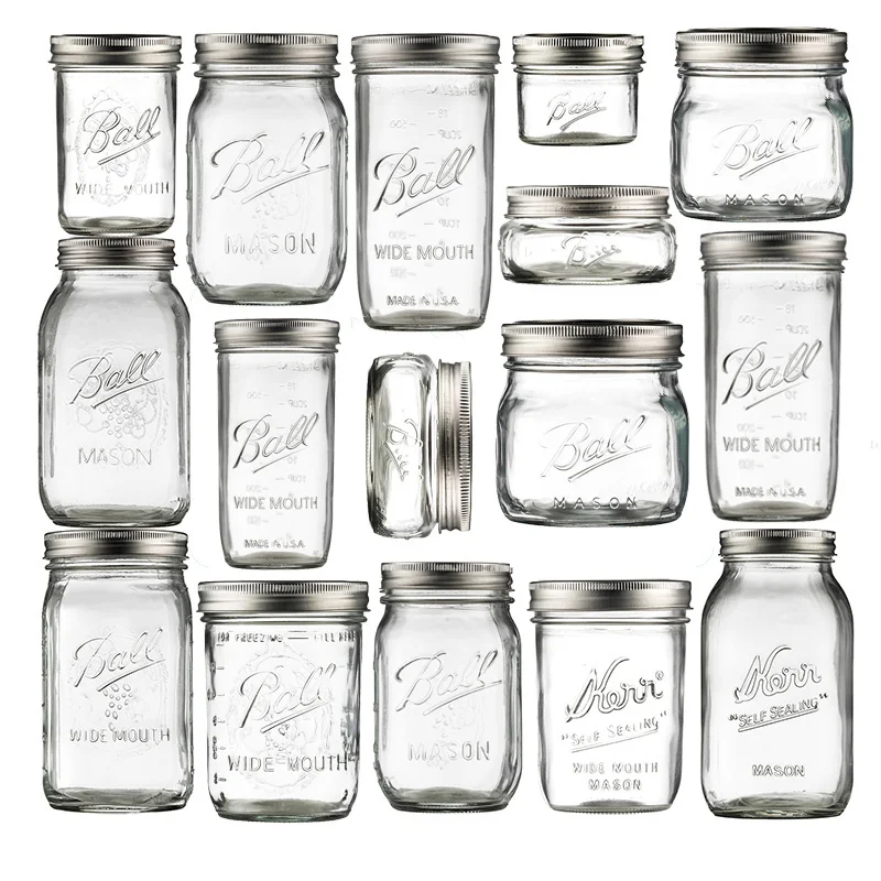 American Mason Jar Glass Transparent Oat-Sealed Beverage Cup Durable Kitchen Storage Container for Milk Shake & Juice glass storage jar glass storage container