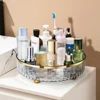 1/2 Layers Rotating Perfume Organizer For Dresser Light Luxury Skincare Cosmetic Organizer PET Bathroom Storage Tray 4