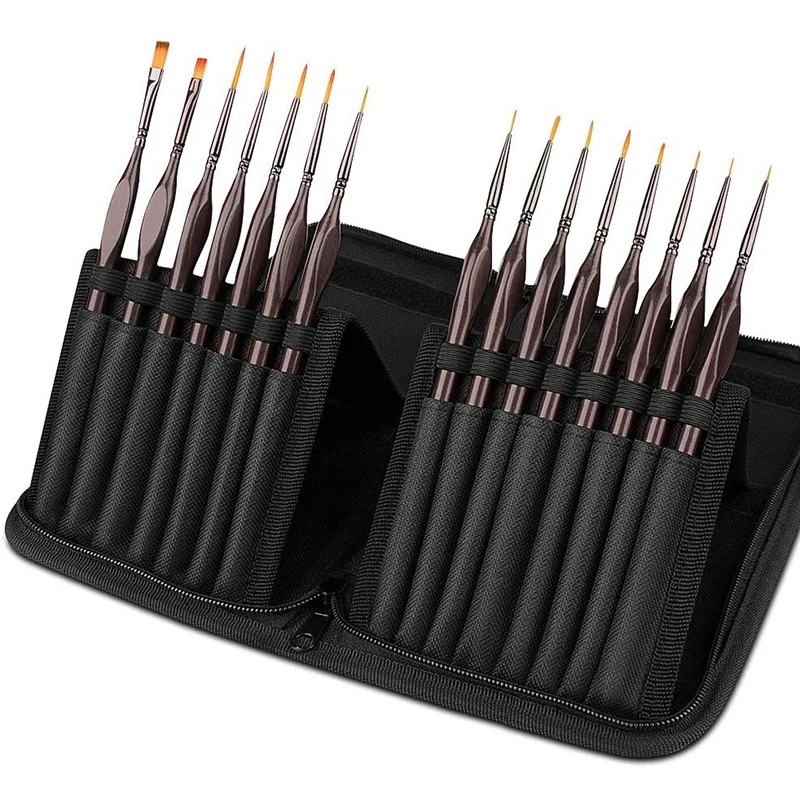 

Detail Paint Brush Set,15Pcs Miniature Painting Brushes Kit,Professional Mini Fine Paint Brushes Set