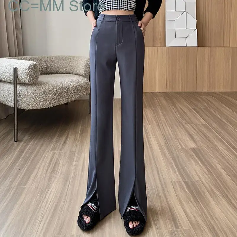 New Split Leg Suits Pants for Women Elegant Office Ladies Fashion High Waisted Pants Causal Wide Leg Flare Work Trousers