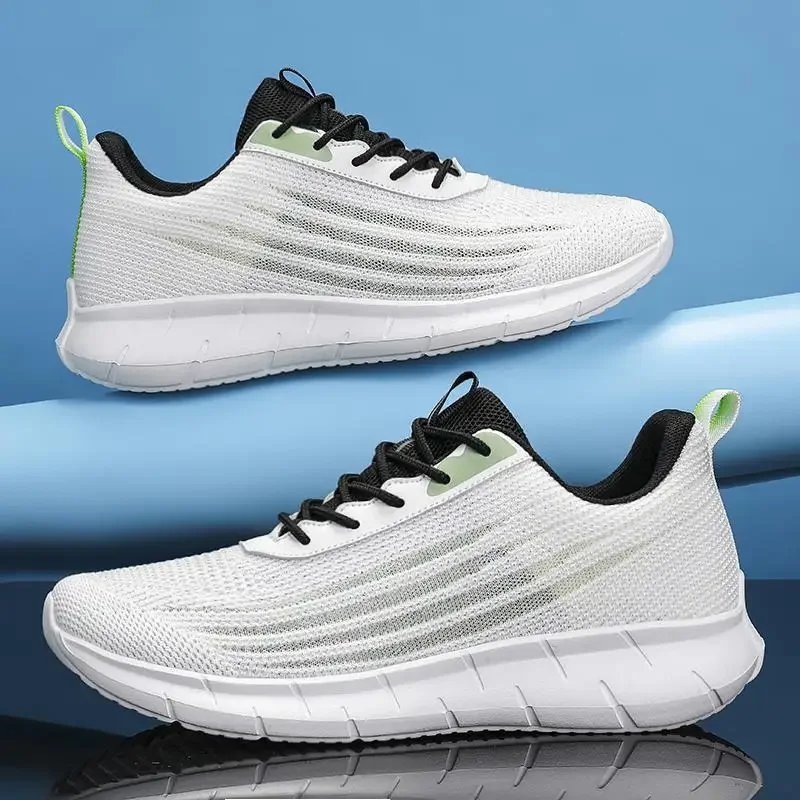 

Кроссовки мужские, летняя теннисная дышащая обувь для бега, легкие амортизирующие черные, повседневные спортивные