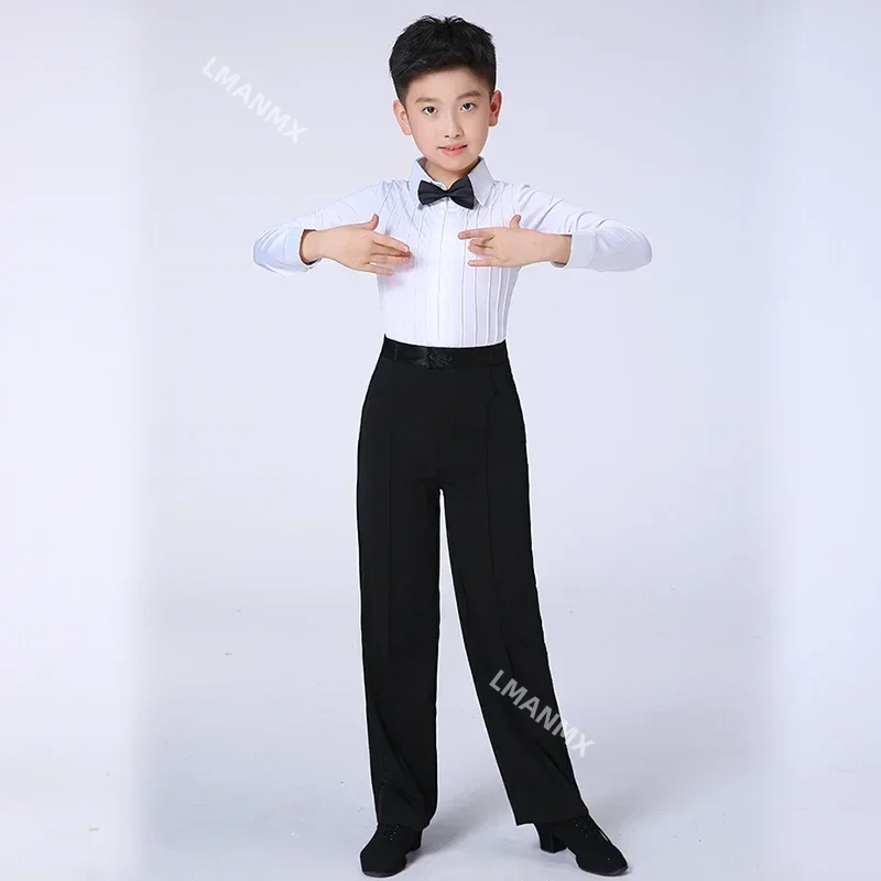 Dance Shirts Dance Pants Ballroom Boy Latin Dancing Tango Desigual Competition Suit Children's Professional Dance Wear Boy Salsa Shirt + Pants