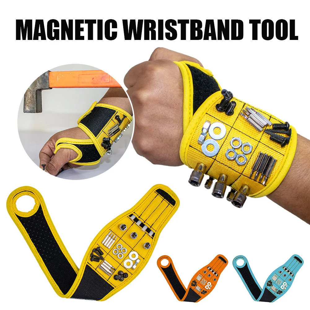 Magnetic Wristband with Strong Magnets Holds Nails Drill Bit Gift for Father Boyfriend Belt Screw Holder Tool Storage Wrist best tool bag