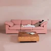 Nordic Wabi Sabi medieval style linen fabric sofa for three or four people, removable and washable living room furniture 2