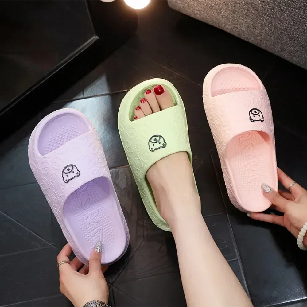 Slippers Sandals Shoes EVA Women's Bathroom Slippers Bear Decoration Soft Non-slip Flat Home Use