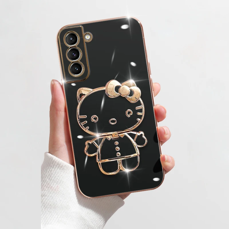 thumbnail image 1 of Funda de Hello Kitty chapada de lujo para Samsung Galaxy, S23, S22 Ultra, S21, S20 FE, S10, S9, S8, Note 20, 9, 8 Plus, 10 Lite, Mirror Rack Cover, 1 of 5