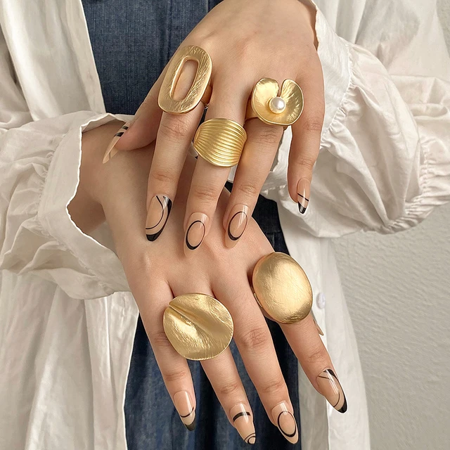 New Trendy Gold Color Open Finger Rings For Women Men 925 SILVER Geometry  Circular Punk Ring Charm Big Large Chunky Rings Gifts - Price history &  Review | AliExpress Seller - TUNGSTE