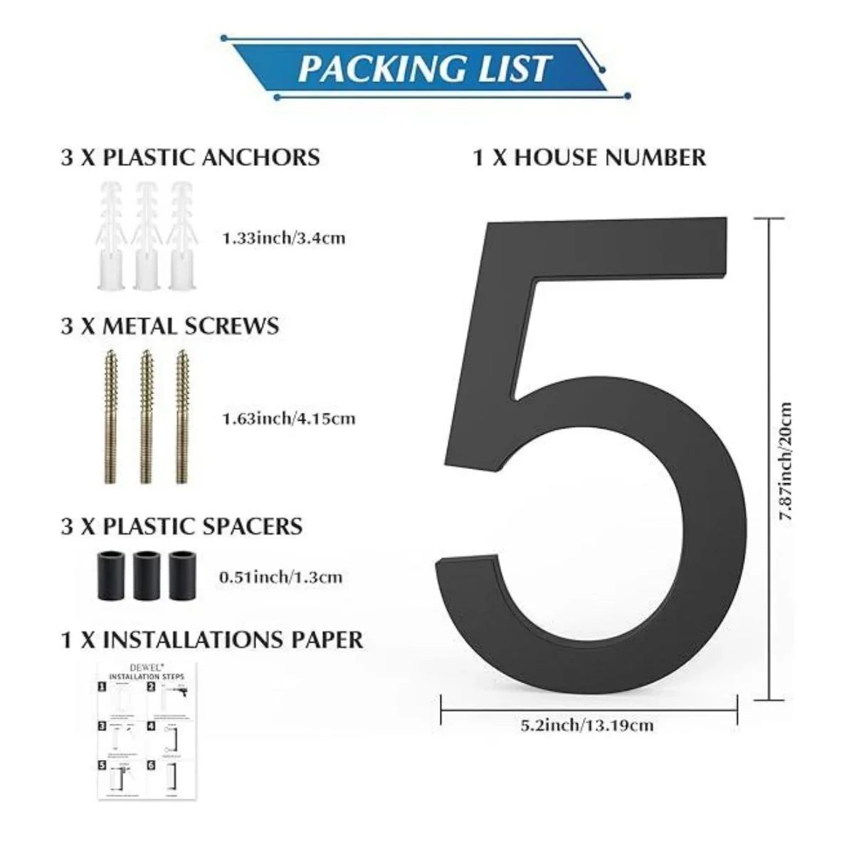 8 inch Floating Large House Numbers for Outside Wall Mount Modern House Address Number Home Sign 20cm Black house number signs,house numbers,number plate