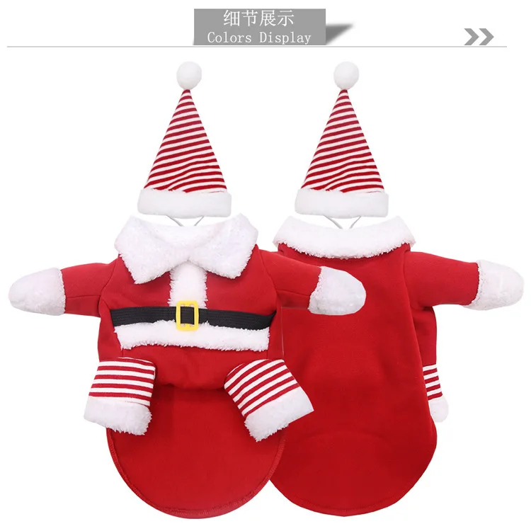Pet Christmas Clothes Santa Claus Dog Costume Winter Puppy Coat Jacket Suit Cap Warm Cosplay Dogs Cats