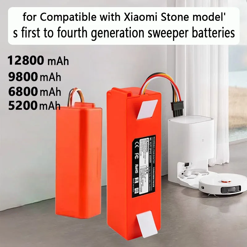 Batería De Iones De Litio De 14.4 V 5200 MAh Compatible Con Aspiradora XIAOMI ROBOROCK S50 S55 S60 S65 S5MAX S6 S7 Q5 Q7 MAX S7 MAXV (color : 12800mAh