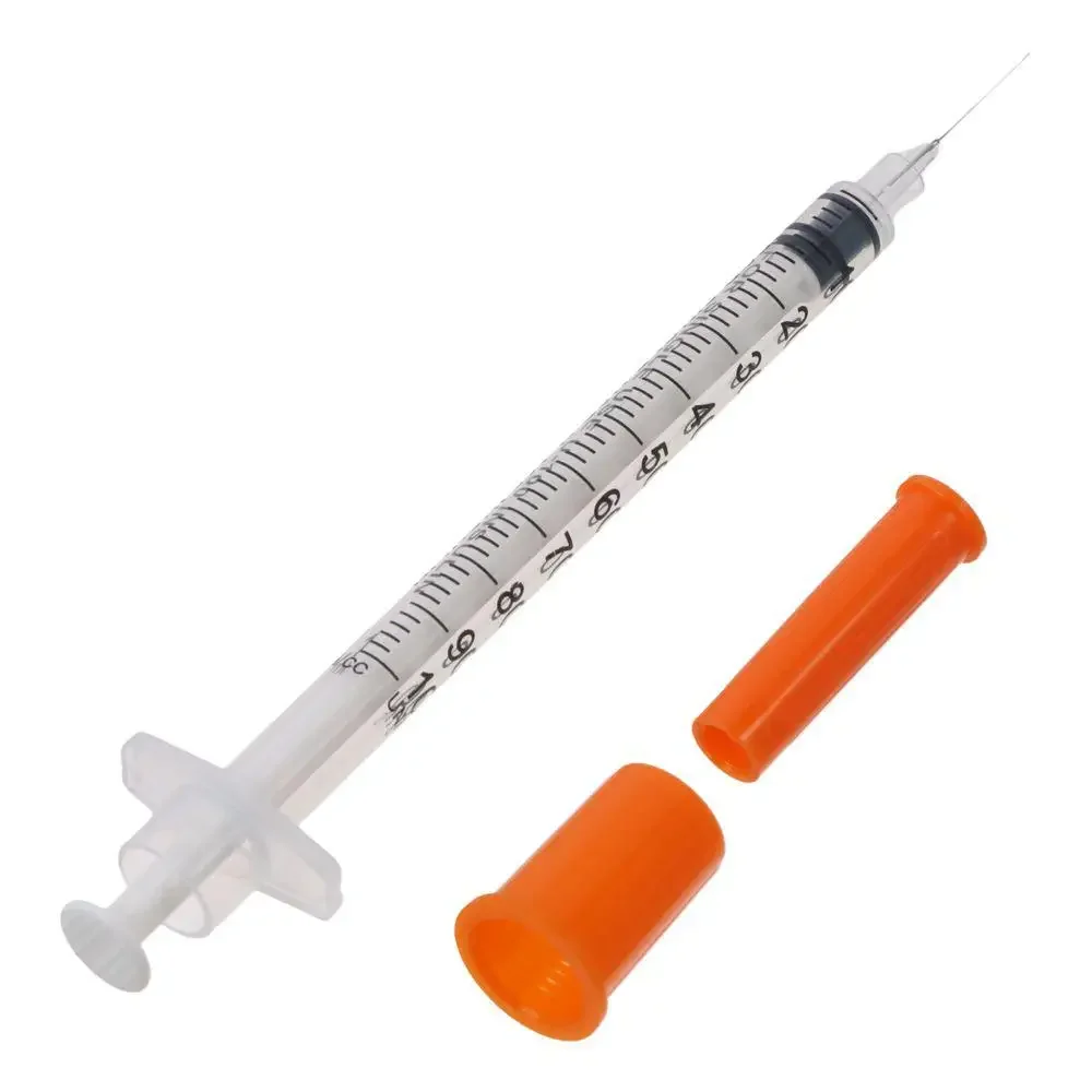 Reusable Syringe Disposable Syringe Manual Push Syringe 1ml Feeding Device 13mm Straight Tip Needle 10/20pc