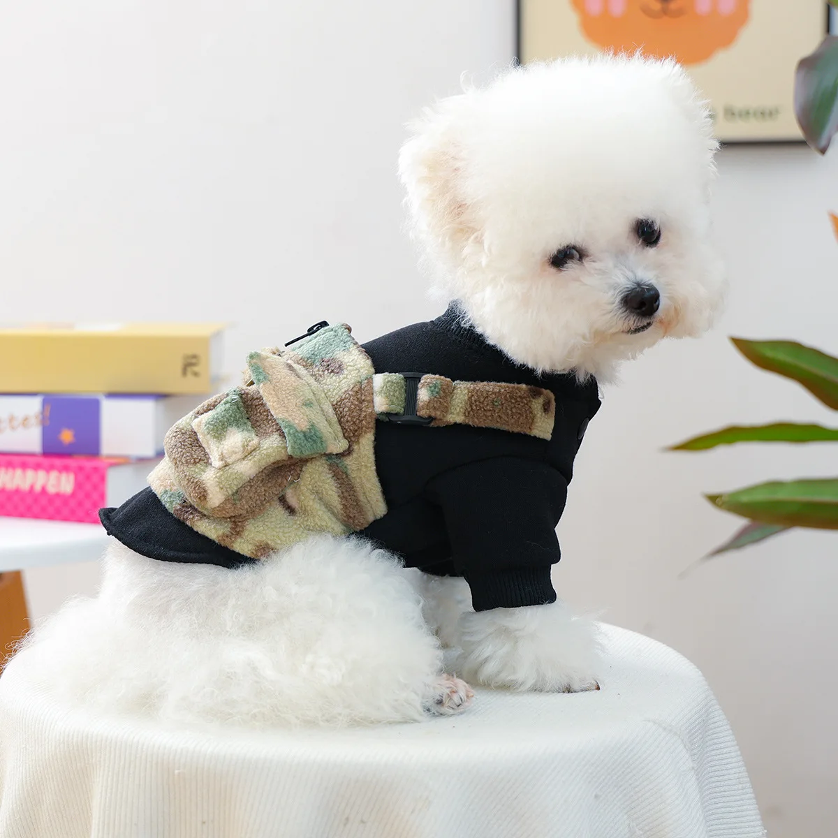 소형견 가을 겨울 애완견 남아 여아 유니폼 의류 불독 요크셔 테리어 고양이용 위장복 하네스 코트 및 재킷