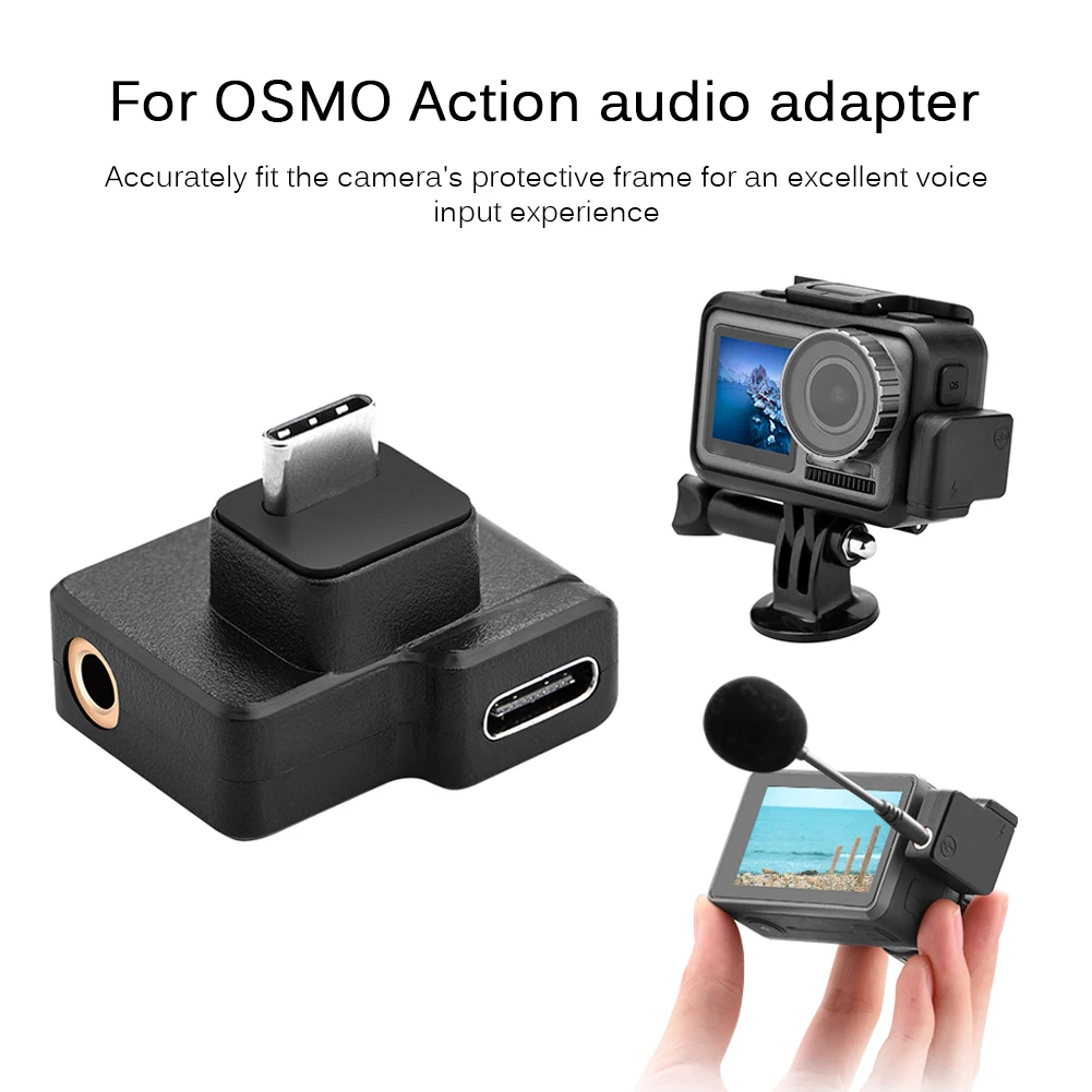 Adaptateur audio USB-C pour DJI OSMO ACTION Caméra Type C Mâle à Femelle  3.5mm AUX Microphone Jack Convertisseur pour DJI OSMO ACTION