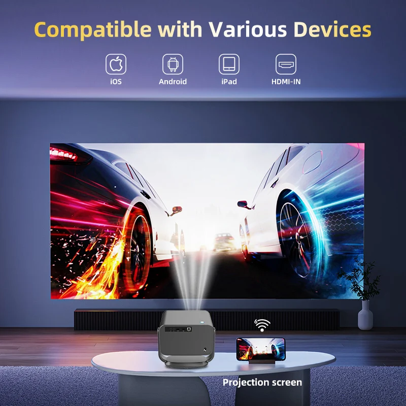 LED Projector WZATCO Android 13.0 6G WiFi Smart Full HD 1080P 4K