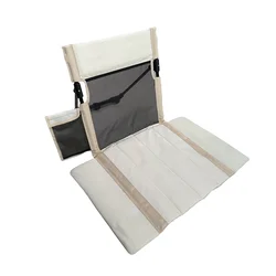 Foldable Outdoor Camping Chair with Backrest and Cushion (Pocket - beige)