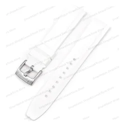 Durable Waterproof Silicone Watch Strap - Soft Rubber Bracelet for Curved End Watches, Available in 20mm & 22mm (White)