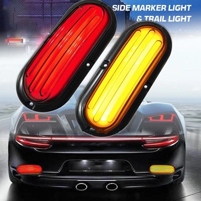 

2Pcs/set Universal 7.9 Inches 74 LED Car LED Brake Light Turn Signal Truck Lamp Flowing DRL Light for Trailer Truck