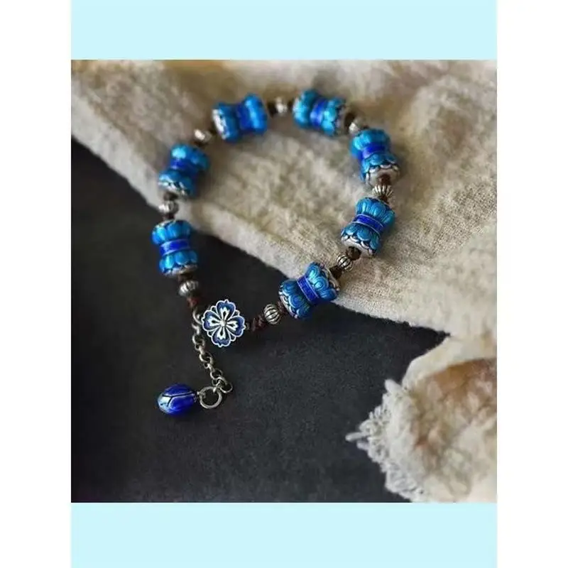 

Enamel Colored Lotus Bracelet with Flower Blossoming and Pedigree Implying Couple's Centennial Love, Happiness, and Perfection