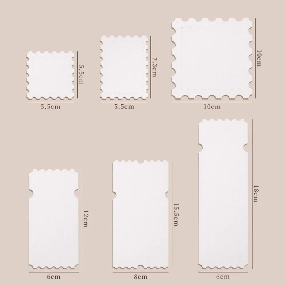 25pcs Stamp/Ticket Stub Shape Watercolor Paper Blank Design Fine Lines Postcards Hand-drawn Style Card Bookmarks Scrapbooking