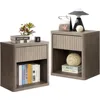 Night Stand Set of 1-2 Nightstands with Drawer Storage Fluted Bed Side Table End Table Large Modern 22.7" Wide Bedside Stand Mid 1