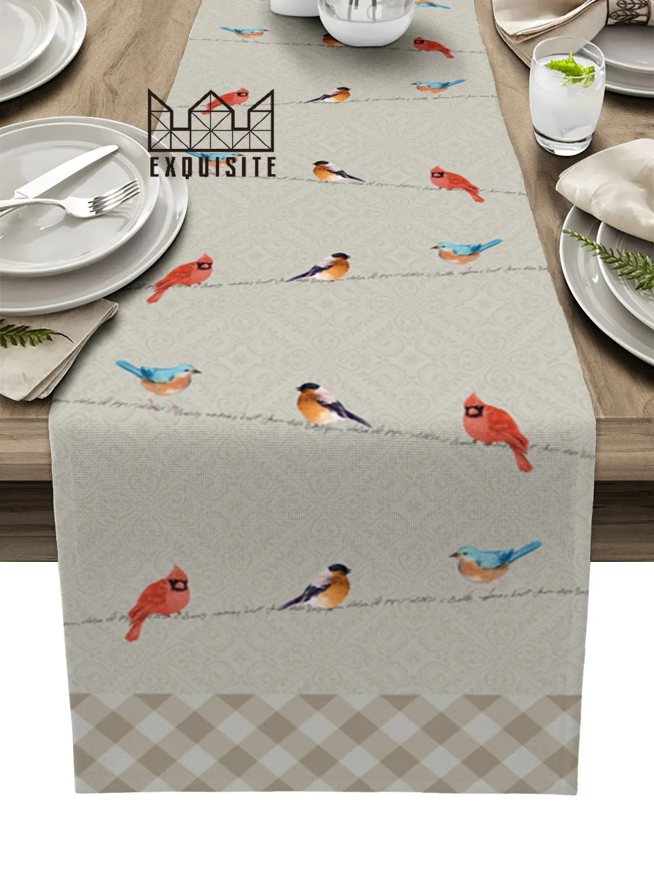 

Идиллическое животное, акварельная птица, Настольная дорожка, Свадебный обеденный стол, скатерть, ткань, украшение для дома и кухни