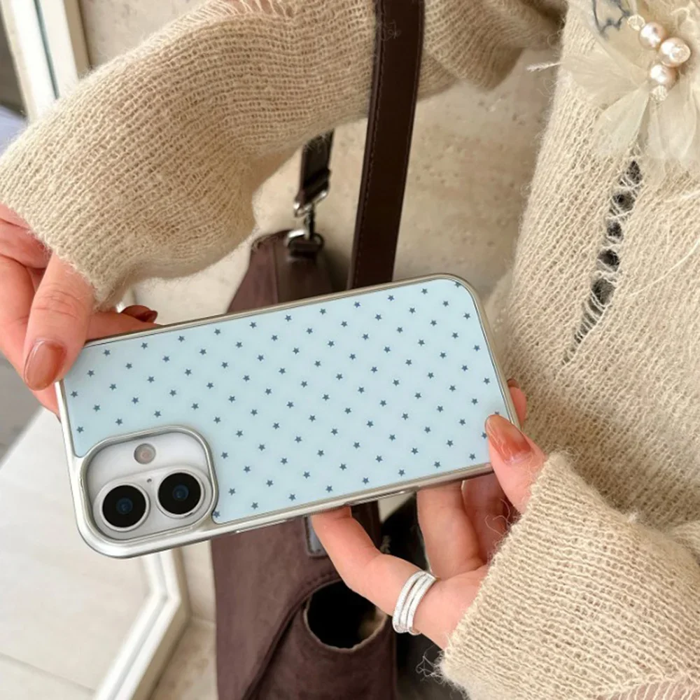Full Screen Blue Stars Electroplated Drip Glue Phone Case - Creative Cover