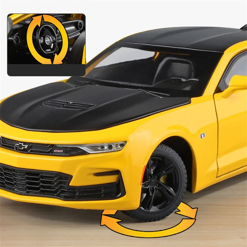 1:24 쉐보레 카마로 SS 1LE 합금 스포츠카 모델 다이캐스트 메탈 레이싱 차량 모델 시뮬레이션 사운드 라이트 어린이 장난감 선물