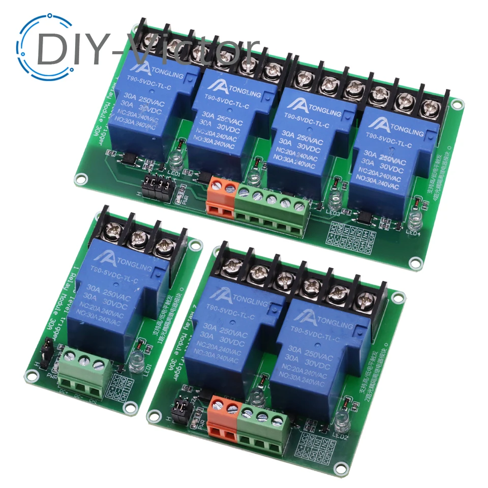 XINY 4-Channel DC 12V 30A Relay Module - Optocoupler Isolation, High/Low Level Trigger - View #6