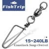FishTrip Fishing Snap Swivels Ball Bearing Swivels with Stainless Steel Coastlock Snap Corrosion Resistant Black Nickel Coating 1