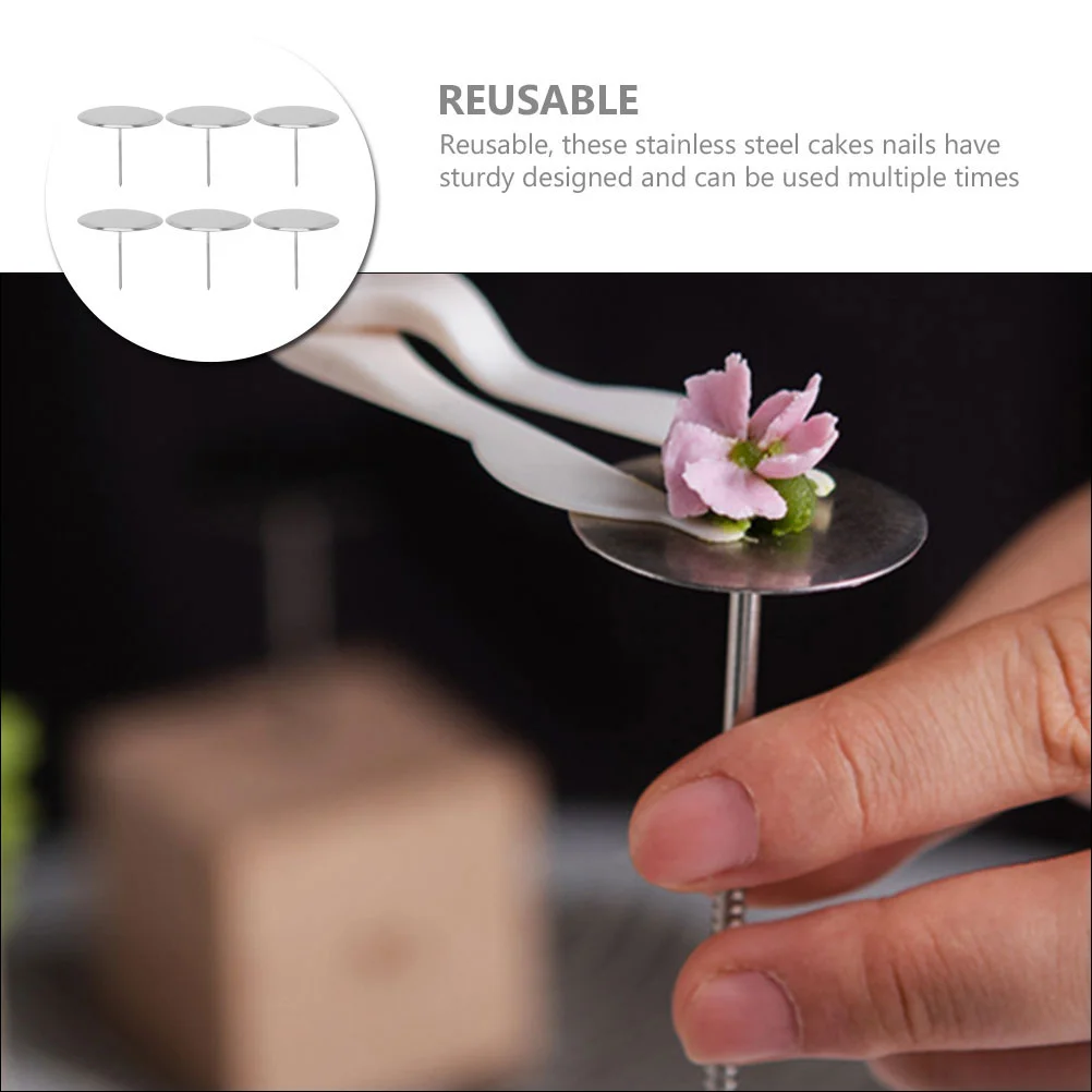 6pcs Stainless Steel Pastry Flower Nails Cake Decorations Tools