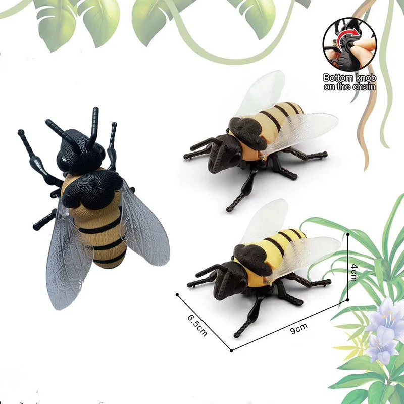 Creative Clockwork Bee Funny Prank Wind Up Crawling Insect Model Toy Children Early Learning Cognition Toys Birthday Gift