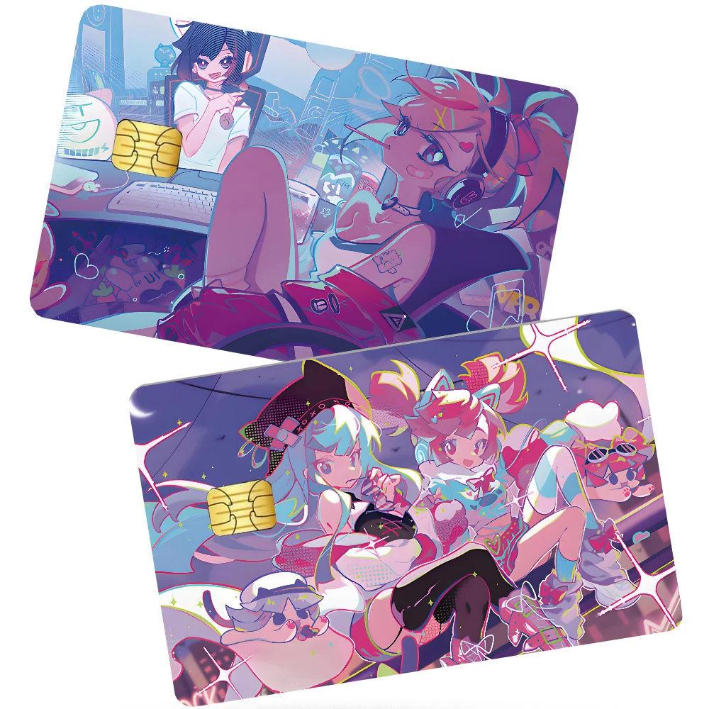 Popular Rhythm Game Muse Dash Doodle Stickers 4pcs PVC Credit Card Skin Stickers Removable Self-adhesive Protective Film