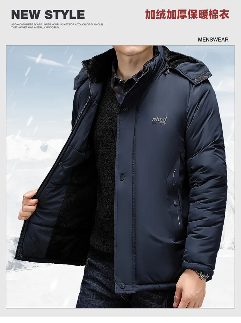 Description Picture 2 of item2023 New Men's Parka Coat -30 ℃ Winter Luxury Jacket Detachable Hat Cold-proof Coat Men's Thick Lamb Wool Warm Snow Floor Wear