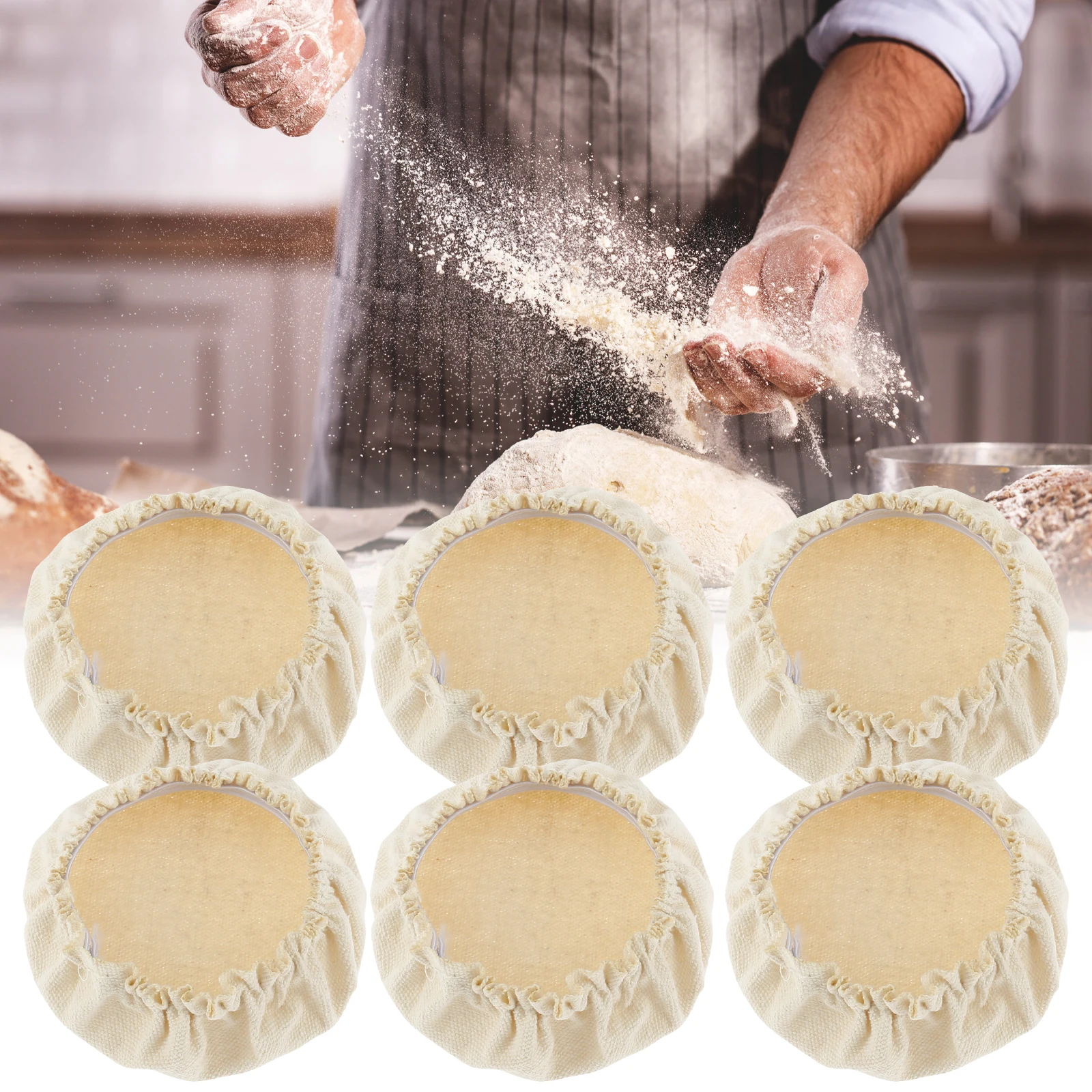 Set of 6 Reusable Elastic Cloth Covers for Sourdough Fermentation Jars