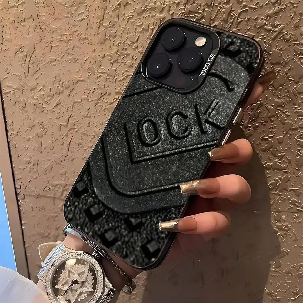 Glock Handgun Design Phone Case - Black & Silver Hard Shell Cover