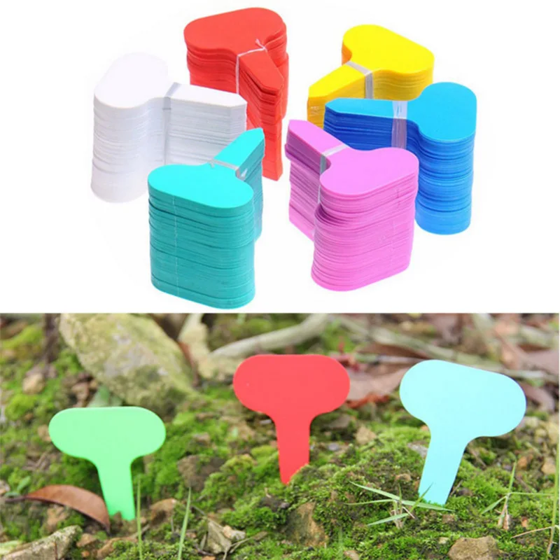 100Pcs Reusable Plastic Plant Markers T-type Tags plastic plant markers Nursery Garden Decor Tags For Plants Flower Pot Garden Supplies