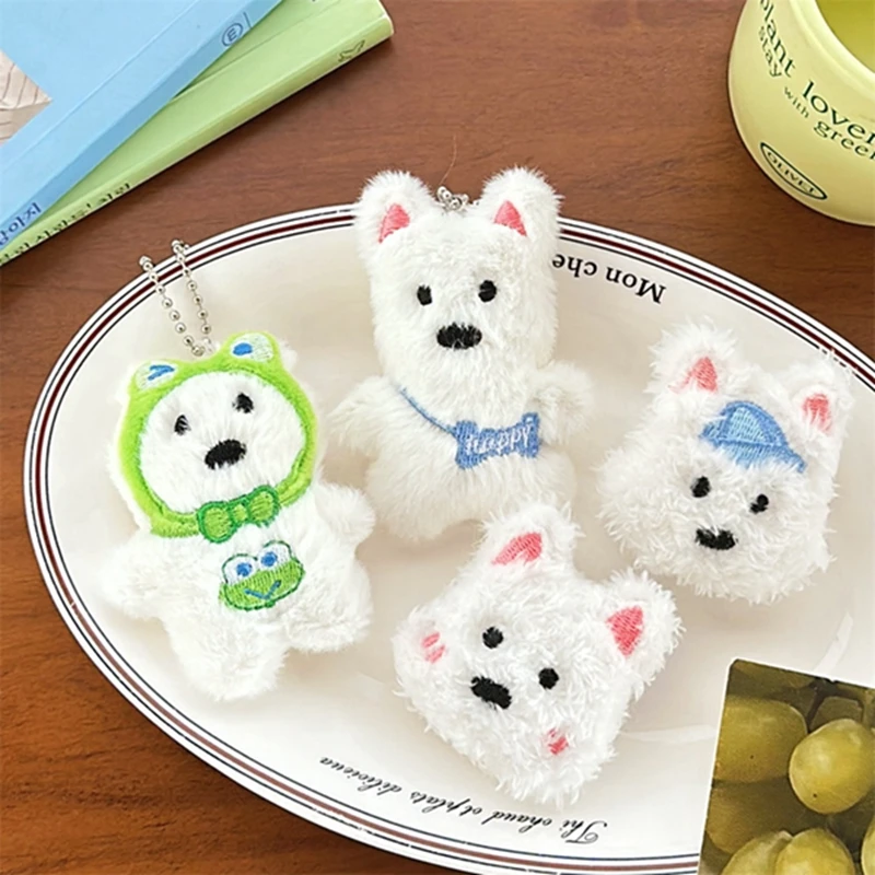2Pcs/set Cute Cartoon Plush Dogs Brooch For Girl Clothes Badge Pins Backpacks Pendant Decoration Accessories Keychains Gifts