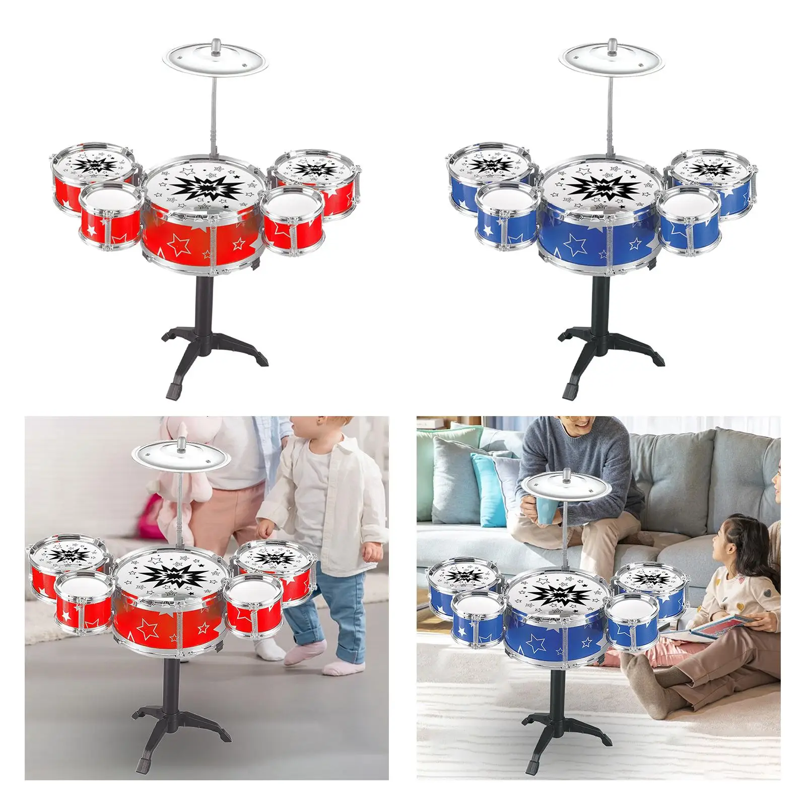 Kids Drum Kits Musical Percussion Instruments Preschool Learning Toy Music Enlightenment Mini Drum Set Simulation for Boys Kids Preschool Children Gifts