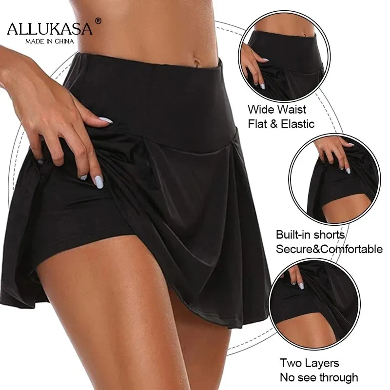 Sports Short Skirt Yoga Shorts Culottes Tennis Skirt High-waist Fitness Running Outdoor