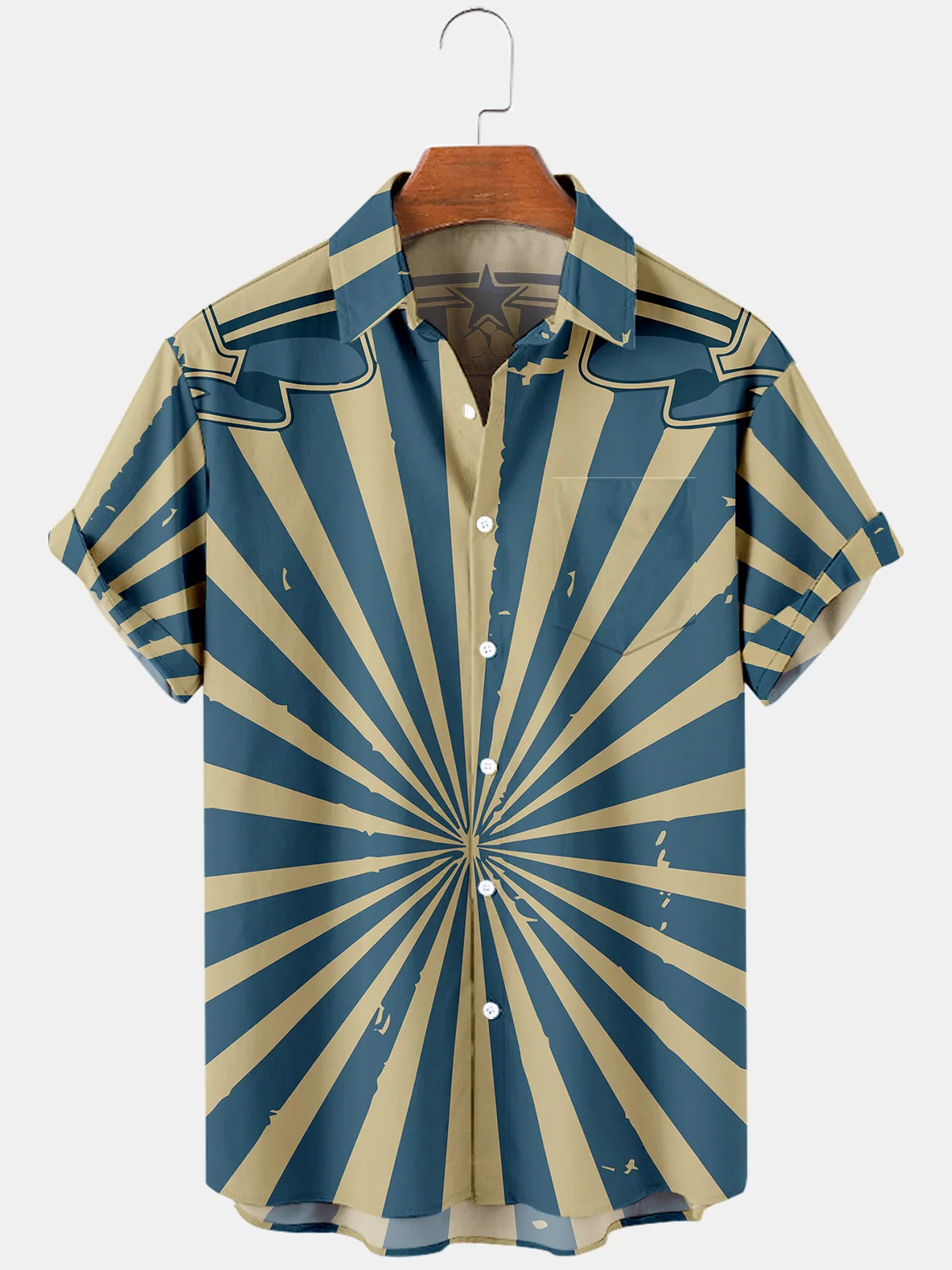 

2024 Men's Casual Trend Harajuku Spring/Summer Plaid Shirt Short Sleeve Chest Pocket Design Fashion Print Button 24