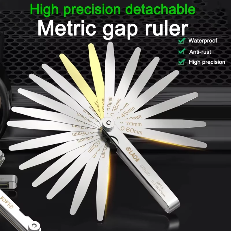 LAOA Feeler Gauge Metric 0.02-1mm Thickness Gauge Set For Measure Sheet Blades Valves Foliage of Valves Spark Plug Gap